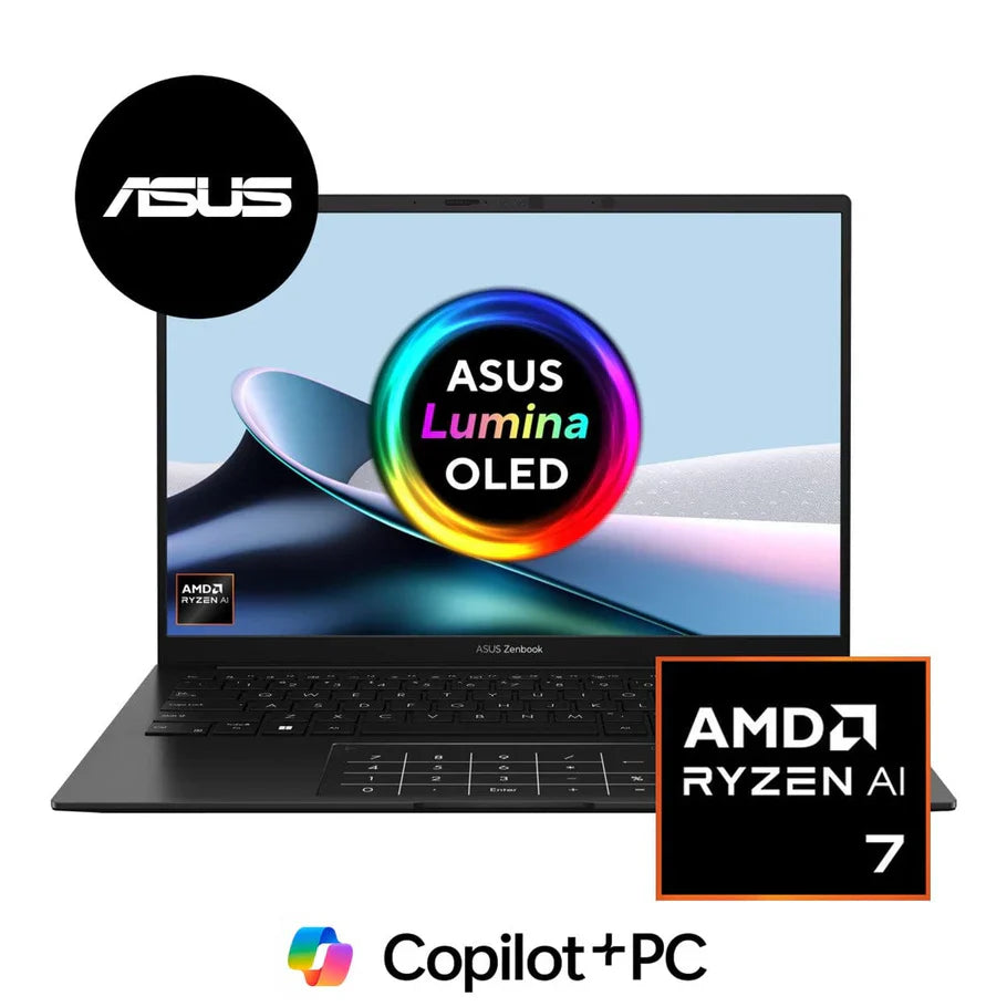 ASUS Zenbook 14 UM3406GA black OLED WUXGA AI laptop AMD Ryzen AI 7 445 32GB DDR5 RAM 1TB SSD stylus Windows 11 Home