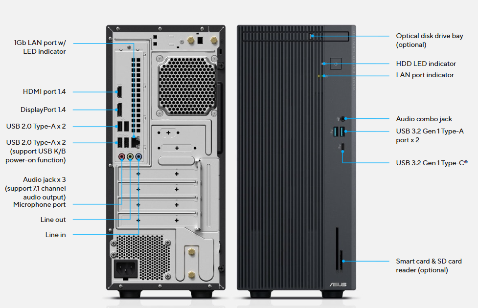ASUS P500MV-I516512B2W desktop PC with Intel Core i5 16GB RAM 512GB SSD compact office and home workstation