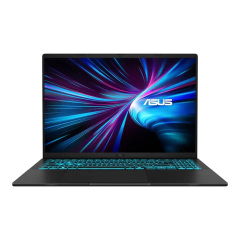 Front view of ASUS Vivobook V3607VM-i73210B0X 16 inch laptop in black with WUXGA display and slim design