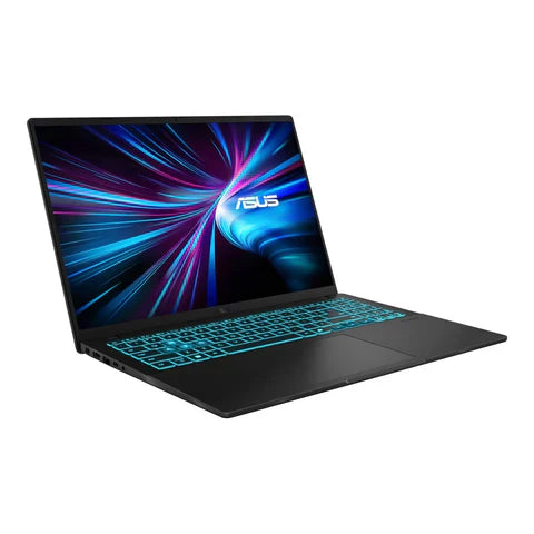 Front view of ASUS Vivobook V3607VM-i73210B0X 16 inch laptop in black with WUXGA display and slim design