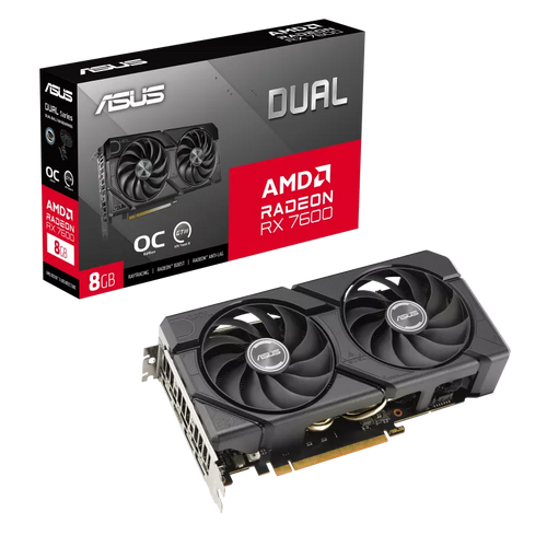 ASUS Dual Radeon RX 7600 EVO OC Edition 8GB GDDR6 graphics card AMD Radeon gaming GPU with dual fan cooling