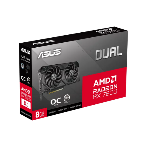 ASUS Dual Radeon RX 7600 EVO OC Edition 8GB GDDR6 graphics card AMD Radeon gaming GPU with dual fan cooling