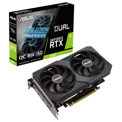ASUS Dual GeForce RTX 3050 O6G 6GB GDDR6 graphics card with dual fan cooling for gaming and PC builds