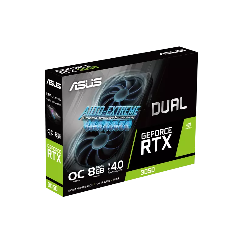 ASUS Dual GeForce RTX 3050 O6G 6GB GDDR6 graphics card with dual fan cooling for gaming and PC builds