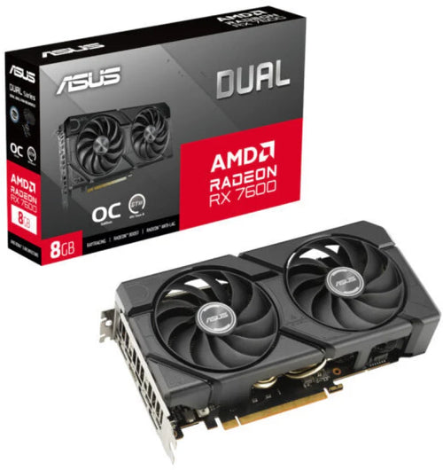 ASUS Dual Radeon RX 7600 XT OC Edition 16GB GDDR6 graphics card with dual-fan cooling for 1080p and 1440p gaming